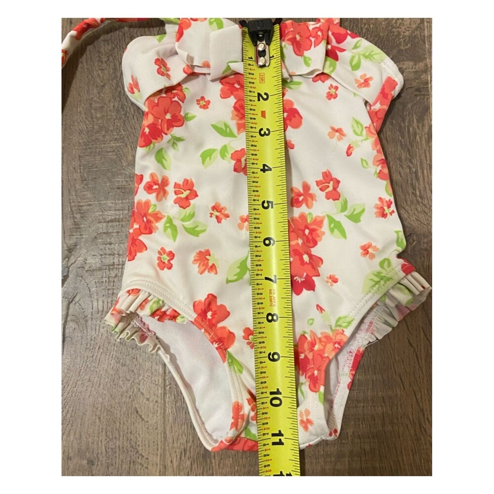 Baby Girl 6mo Swim Suit Floral Beach Tie Neck Ruffles - Picture 7 of 10